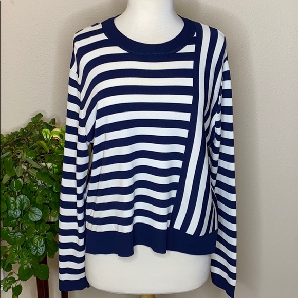 TOPSHOP Striped Crewneck Sweater Size 10 - Picture 2 of 15